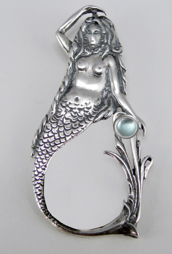 Sterling Silver Mysterious Mermaid Pendant With Blue Topaz